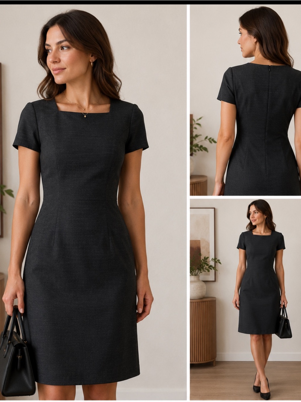 Hugo boss black dark gray sheet dress size M office preppy career